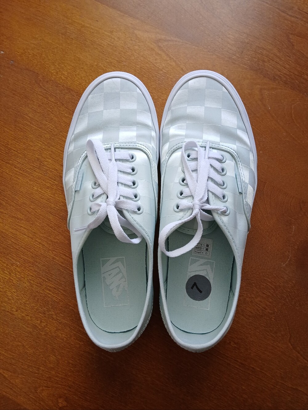 Vans Authentic Spa Blue Checkerboard Satin Shoe W8.5/M7